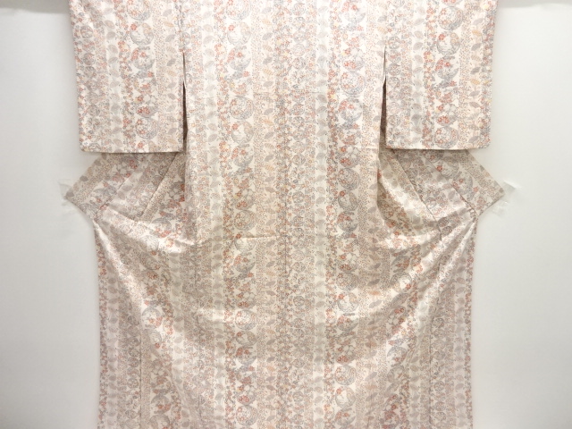 JAPANESE KIMONO / KOMON / SILK / FLORAL ROUNDEL CREST